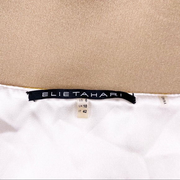 Elie Tahari Silk Tie Front Sheath Dress Yellow Tan & Gold - Picture 8 of 11